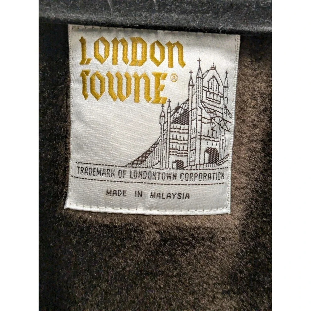 Vintage London Fog Towne Mens Tan Trench Coat Teddy Brown Faux Fur Lining sz 42R